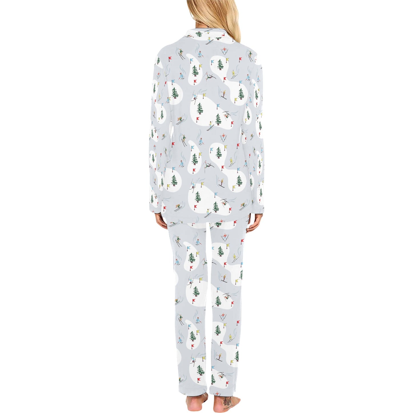 Ski Print Design LKS305 Women's Long Pajama Set