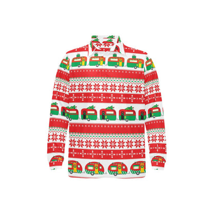 Camper Camping Ugly Christmas Design Print Long Sleeve Polo Shirt For Men's