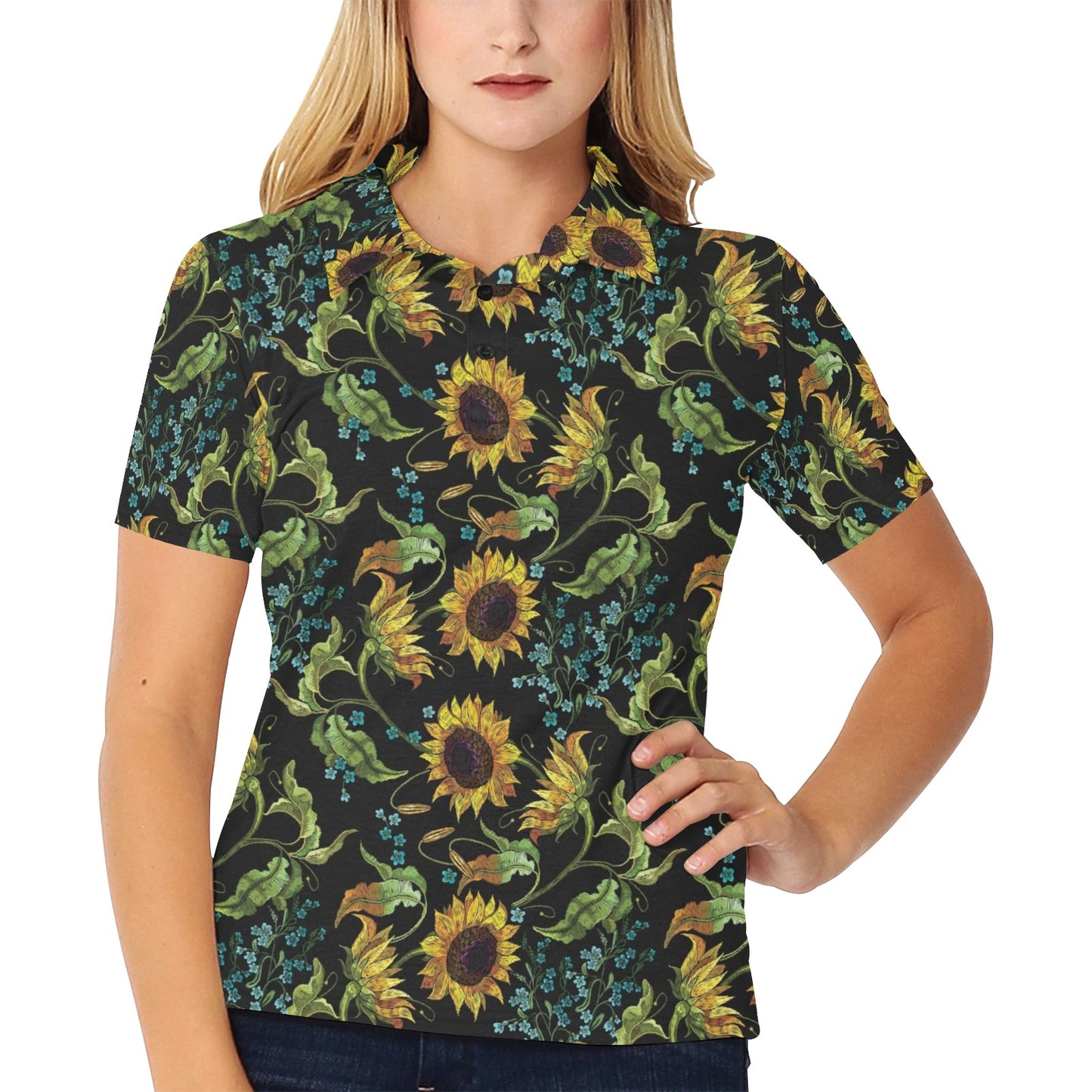 Sunflower Print Design LKS308 Women's Polo Shirt