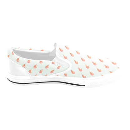 Shrimp Print Design LKS304 White Slip Ons Canvas Women's Shoes