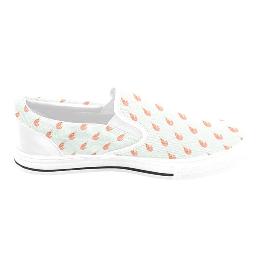 Shrimp Print Design LKS304 White Slip Ons Canvas Women's Shoes