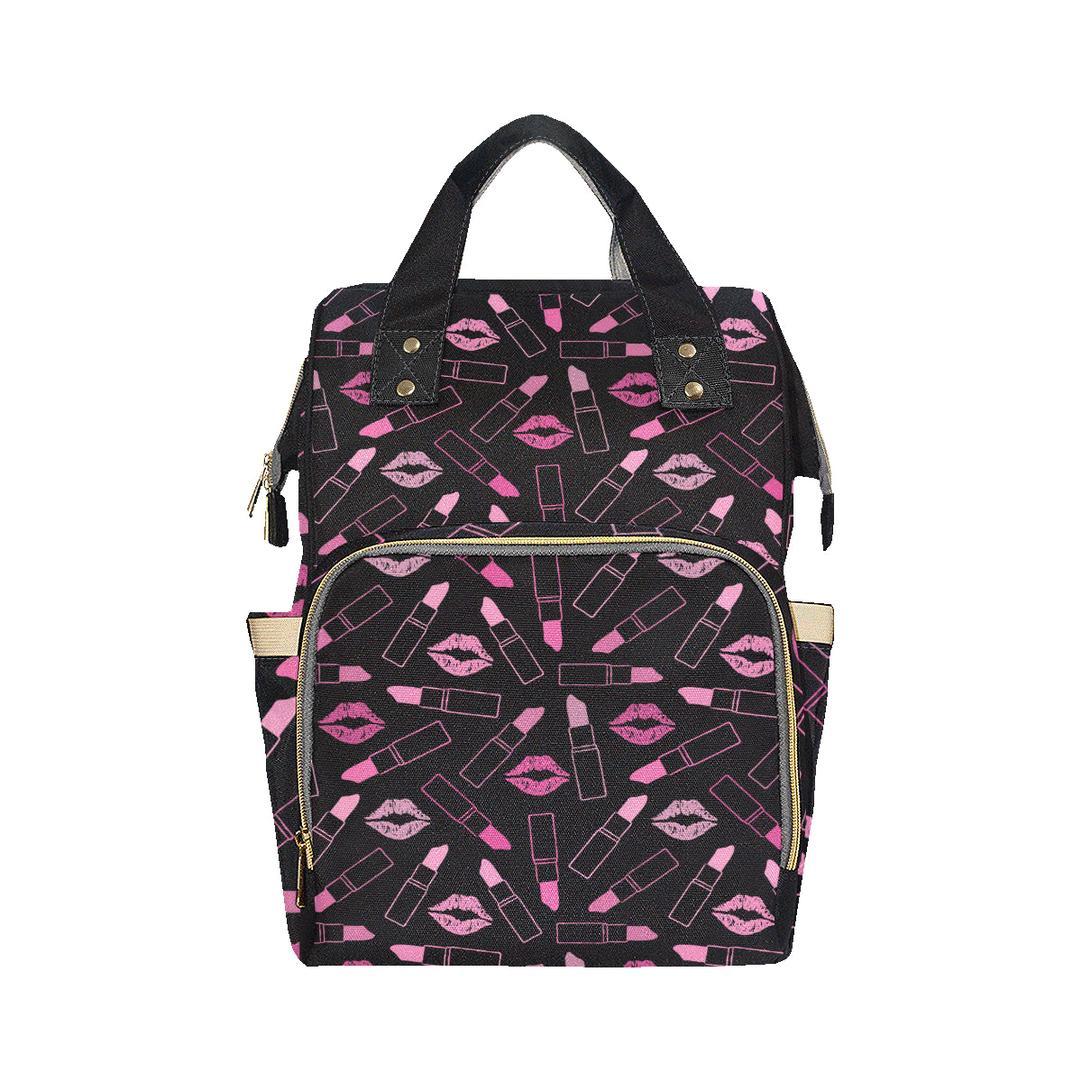 Lipstick Pink Pattern Print Design 01 Diaper Bag Backpack