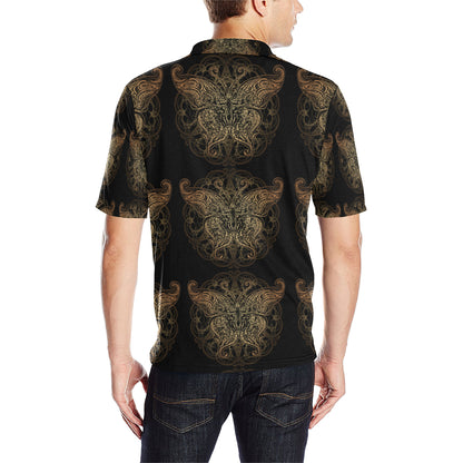 Gold Butterfly Ornamental Men Polo Shirt