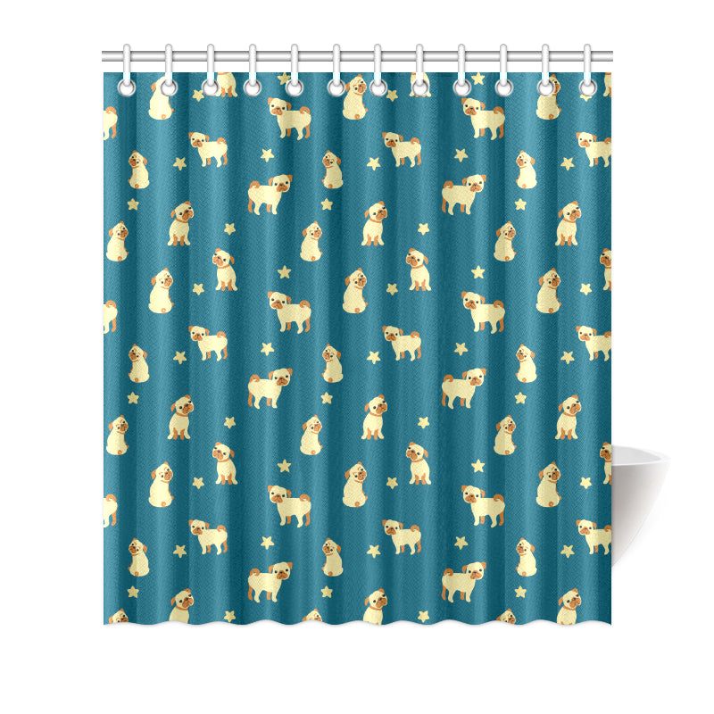 Pug Pattern Print Design A06 Shower Curtain