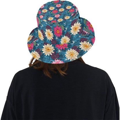 Water Lily Pattern Print Design WL05 Unisex Bucket Hat