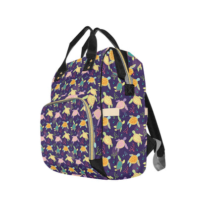 Sea Turtle Color Smile Diaper Bag Backpack