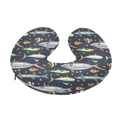 Swordfish Pattern Print Design 04 U-Shaped Travel Neck Pillow