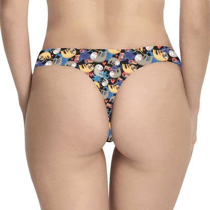 Sloth Cartoon Design Themed Print Women's Thongs