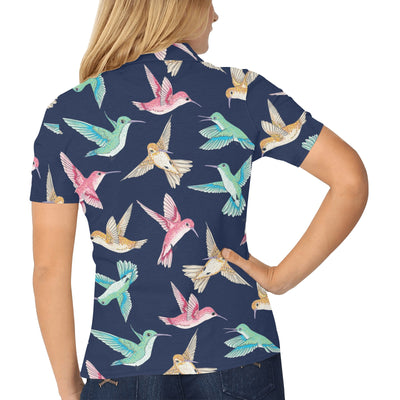 Hummingbird Cute Pattern Print Design 01 Women's Polo Shirt