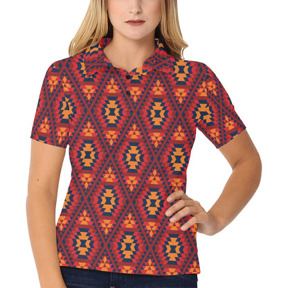 Navajo Pattern Print Design A03 Women's Polo Shirt