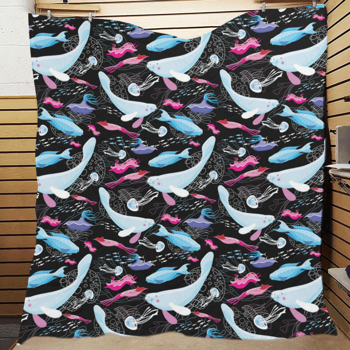 Manatee Pattern Print Design 02 Premium Quilt