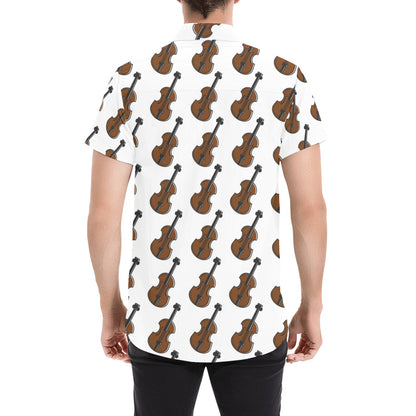 Violin Print Design LKS405 Men Short Sleeve Button Up Shirt