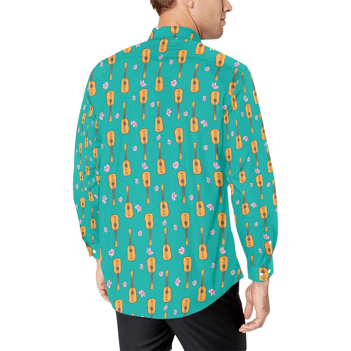 Ukulele Print Design LKS403 Men's Long Sleeve Dress Shirt
