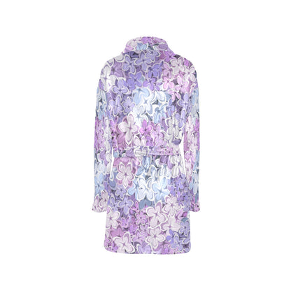 Lilac Pattern Print Design LI01 Women's Fleece Robe