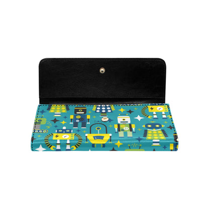 Robot Pattern Print Design A02 Women's Trifold Wallet