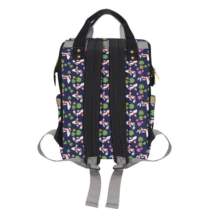 Koi Carp Pattern Design Themed Print Diaper Bag Backpack
