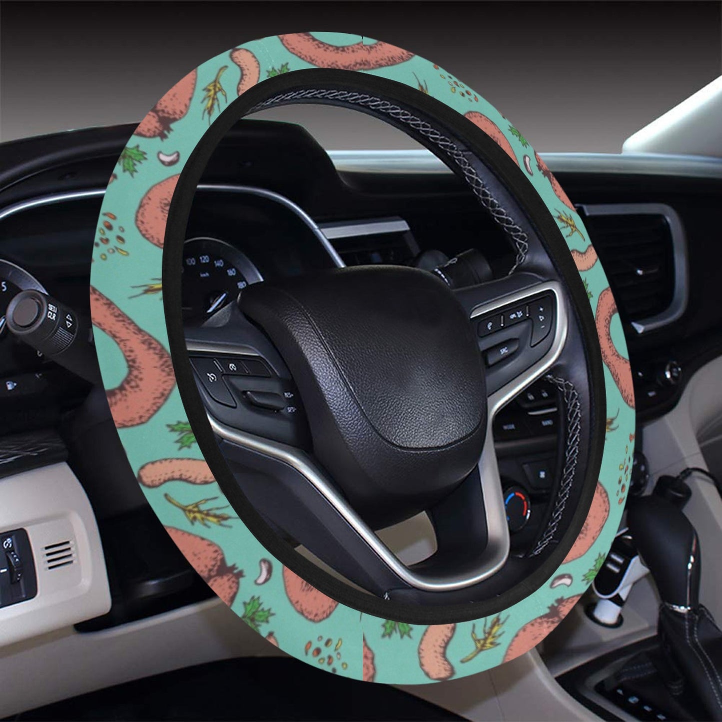 Sausage Print Design LKS303 Steering Wheel Cover with Elastic Edge