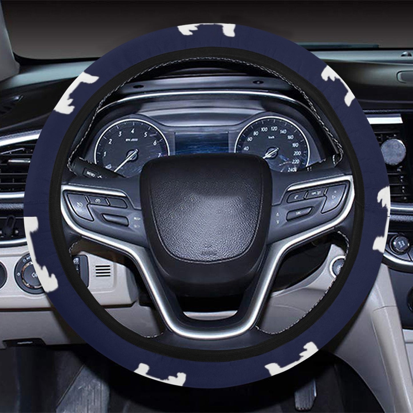 Scottish Terriers Print Design LKS3019 Steering Wheel Cover with Elastic Edge