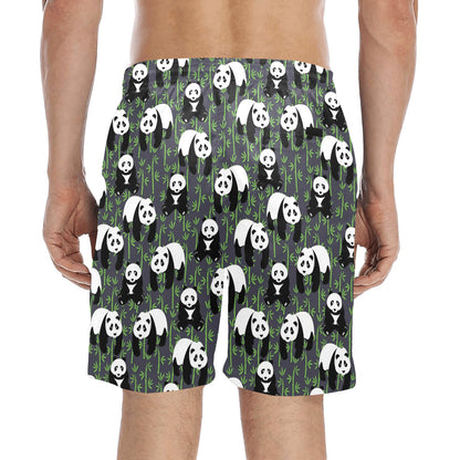 Panda Bear Bamboo Themed Print Men's Swim Trunks Beach Shorts
