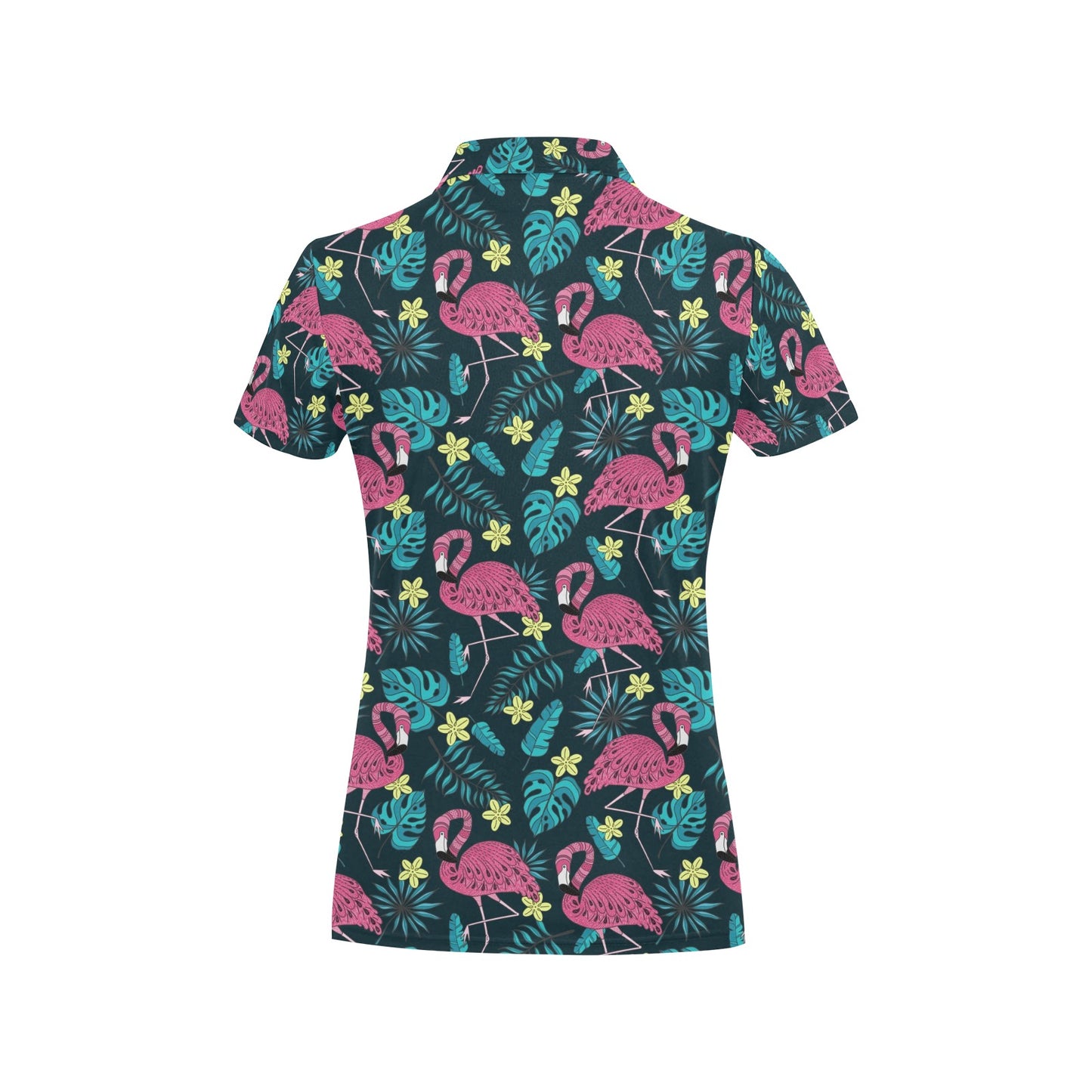 Flamingo Print Pattern Women's Polo Shirt