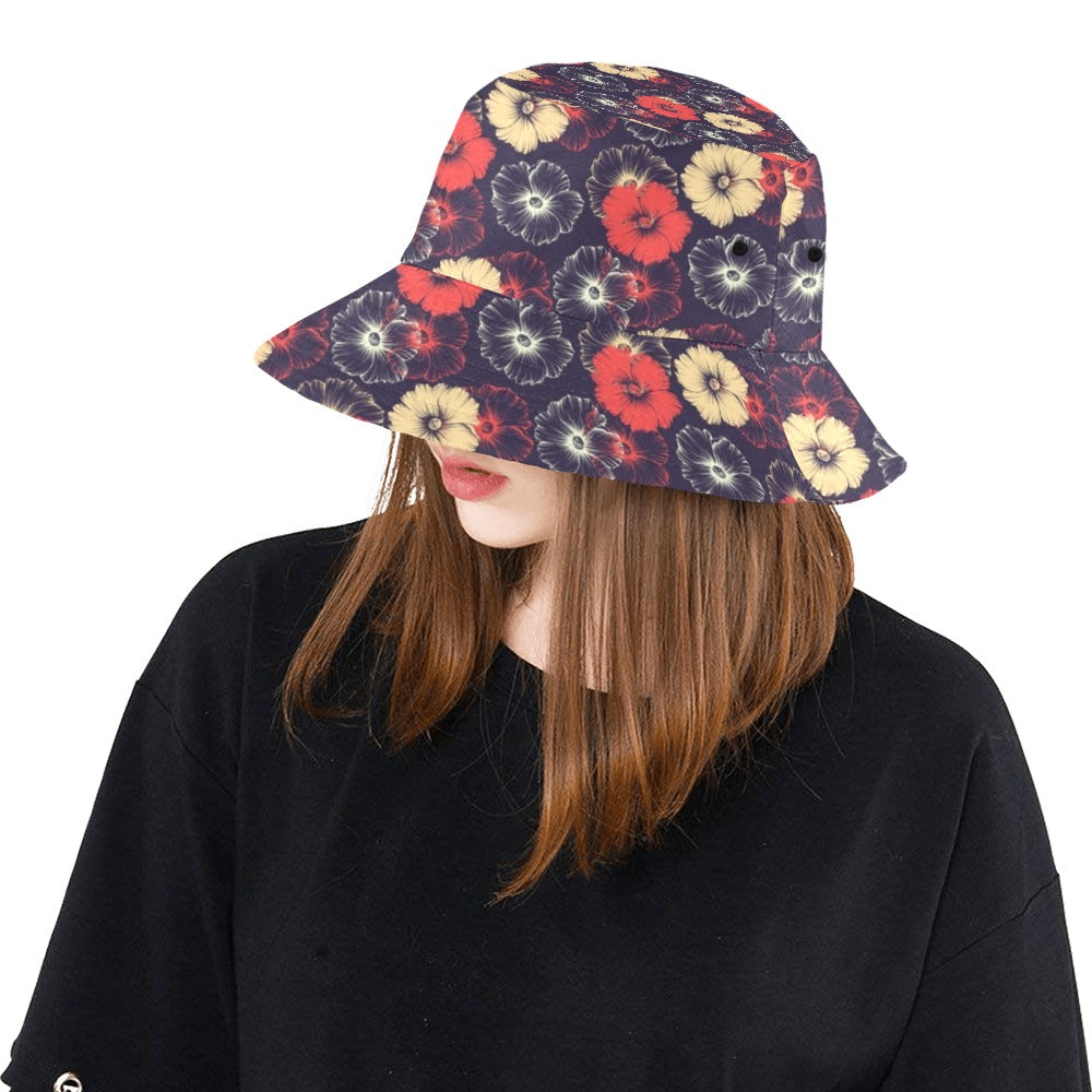 Tropical Flower Print Design LKS302 Unisex Bucket Hat