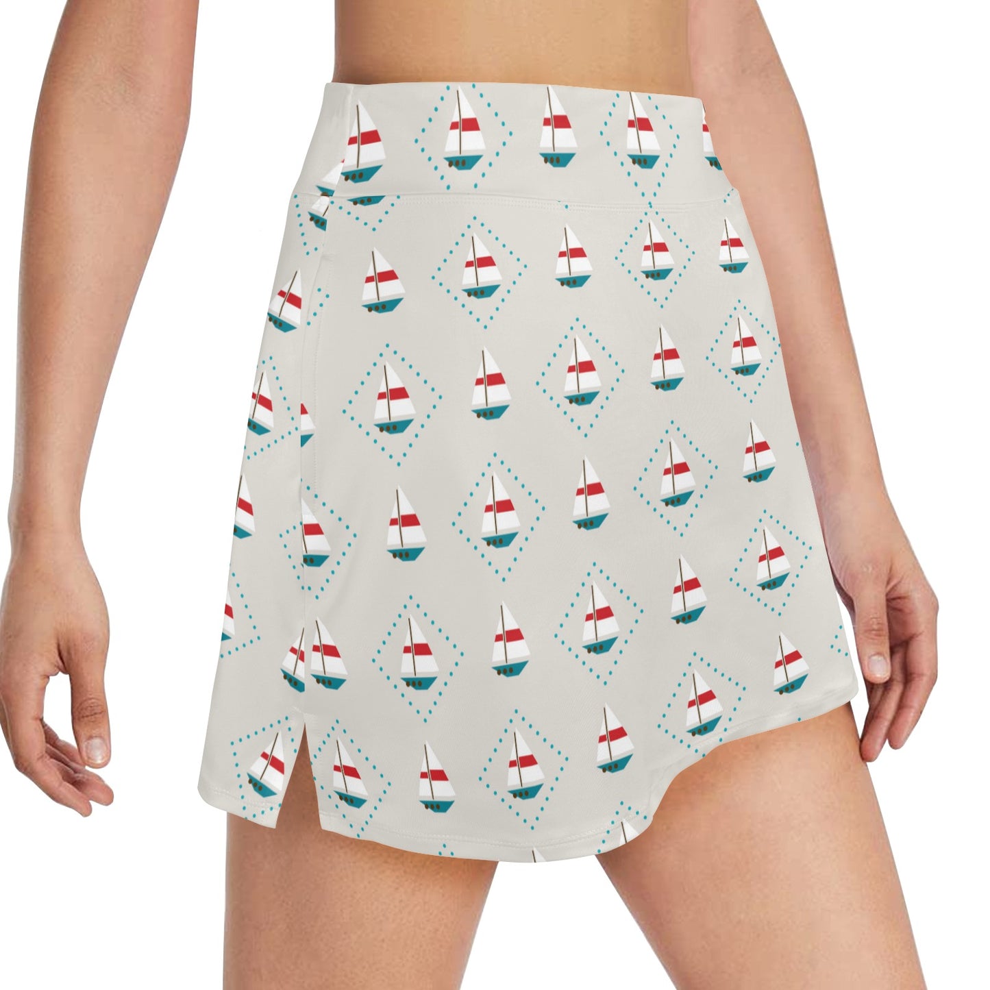 Sailboat Print Design LKS301 17" Golf & Pickleball Skort with Pockets
