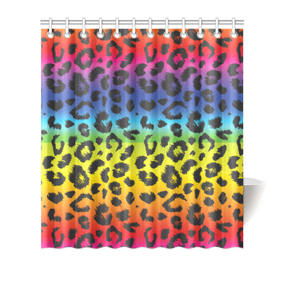 Rainbow Leopard Pattern Print Design A01 Shower Curtain