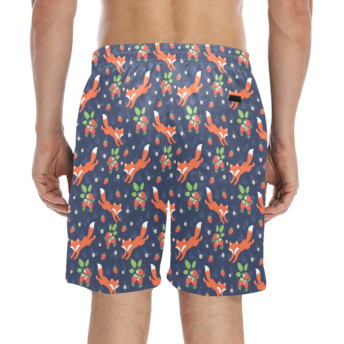 Fox Strawberry Print Pattern Men's Swim Trunks Beach Shorts