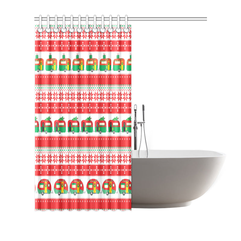 Camper Camping Ugly Christmas Design Print Shower Curtain