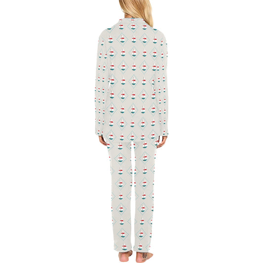 Sailboat Print Design LKS301 Women's Long Pajama Set