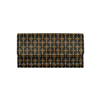 Cross Pattern Print Design 02 Women's Trifold Wallet
