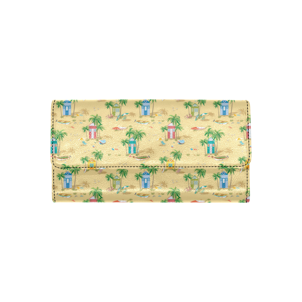 Beach Themed Pattern Print Design 01 Women's Trifold Wallet