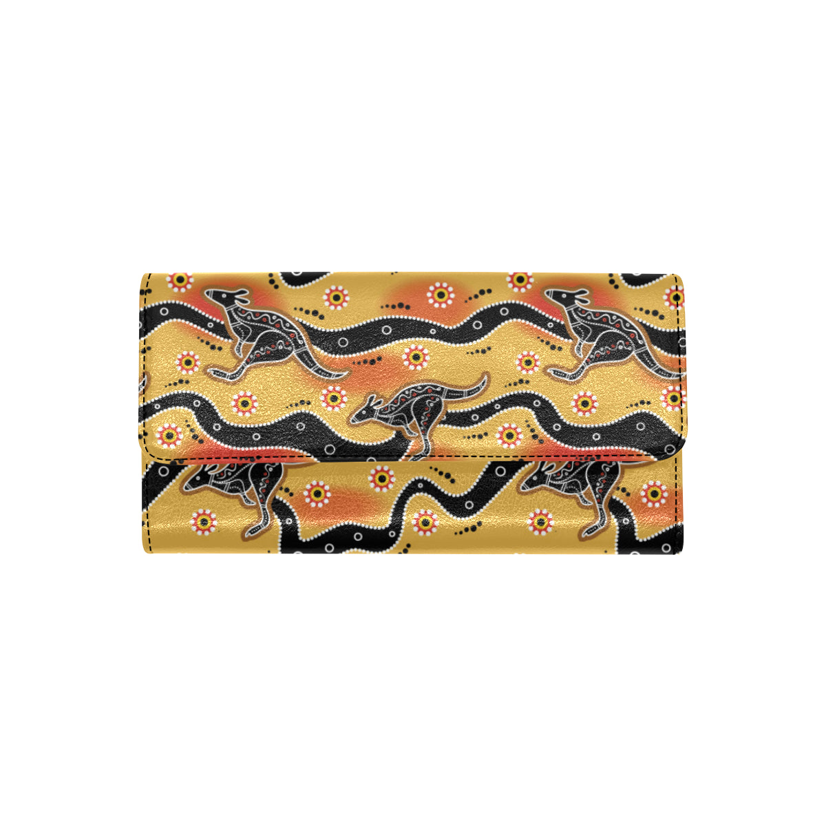 Kangaroos Aboriginal  Pattern Print Design 06 Women's Trifold Wallet