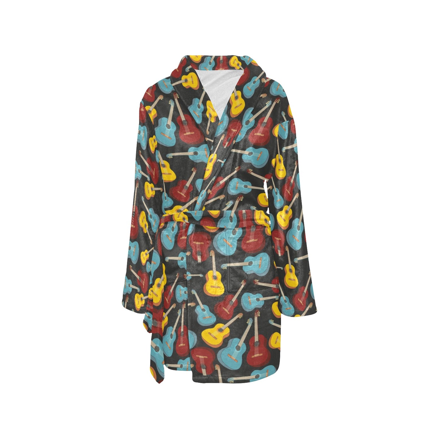 Acoustic Guitar Pattern Print Design 01 Women's Fleece Robe