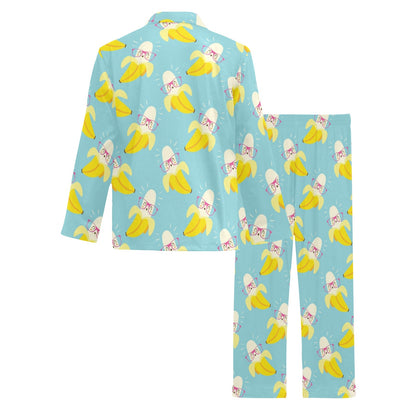 Banana Pattern Print Design BA07 Men's Long Pajama Set