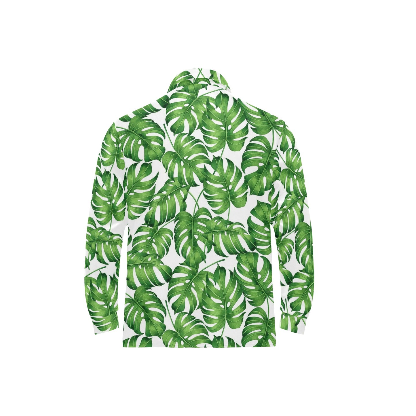 Palm Leaves Pattern Print Design PL08 Long Sleeve Polo Shirt For Men's