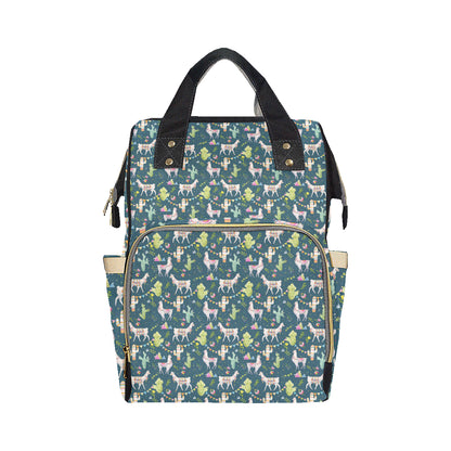 Llama with Cactus Design Print Diaper Bag Backpack