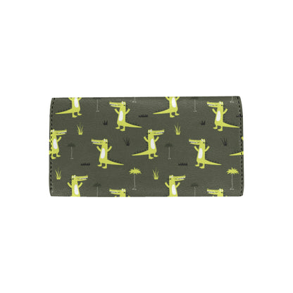 Alligator Pattern Print Design 05 Women's Trifold Wallet