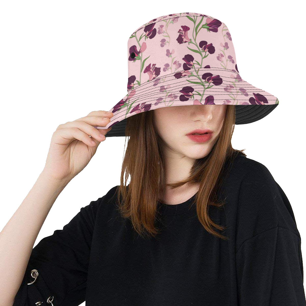 Peony Pattern Print Design PE09 Unisex Bucket Hat