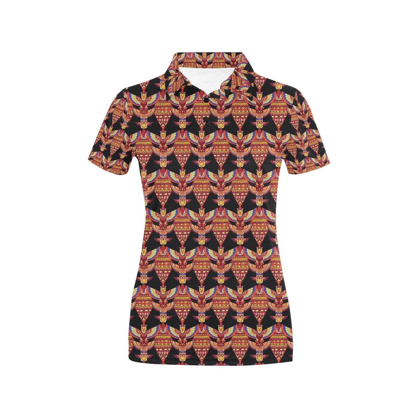 Totem Pole Print Women's Polo Shirt