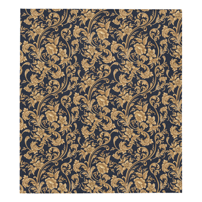 Baroque Golden Pattern Print Design 03 Premium Quilt