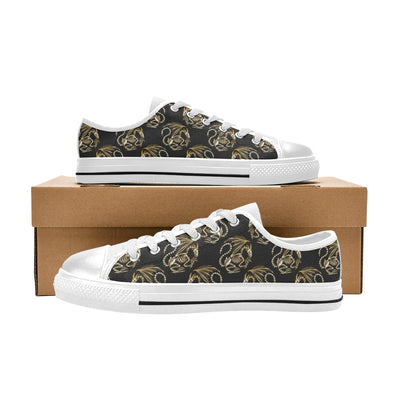 Skeleton Dragon Print Design LKS306 Women's White Low Top Shoes