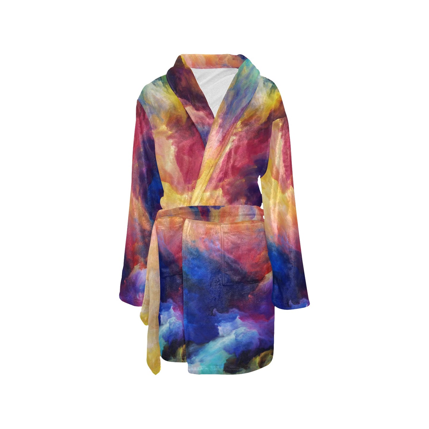 Vortex Twist Swirl Water Color Design Women's Fleece Robe