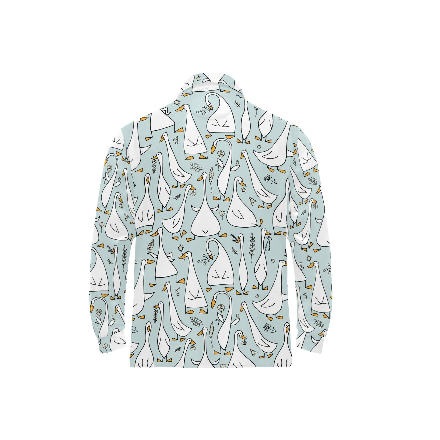 Goose Pattern Print Design 03 Long Sleeve Polo Shirt For Men's