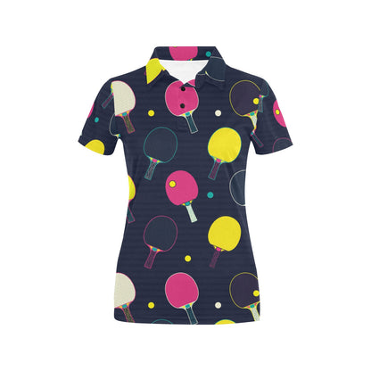 Ping Pong Pattern Print Design A04 Women's Polo Shirt