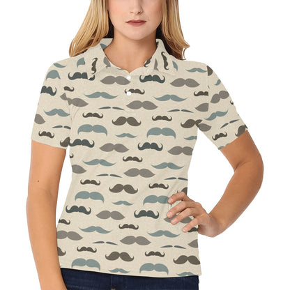 Mustache Pattern Print Design A01 Women's Polo Shirt