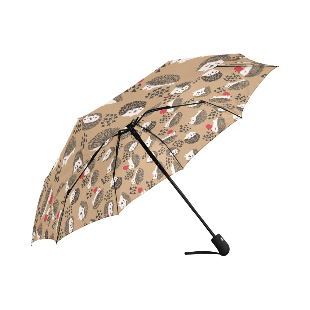 Hedgehog Print Design LKS403 Anti-UV Automatic Umbrella