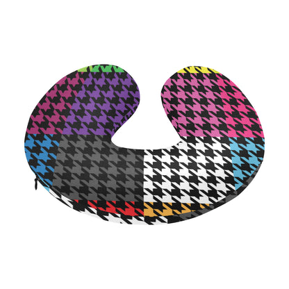 Houndstooth Colorful Pattern Print Design 01 U-Shaped Travel Neck Pillow