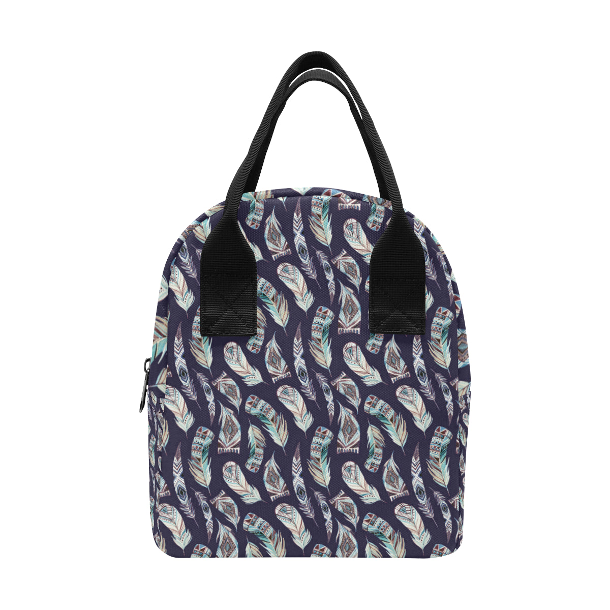 Feather Vintage Boho Design Print Insulated Lunch Bag