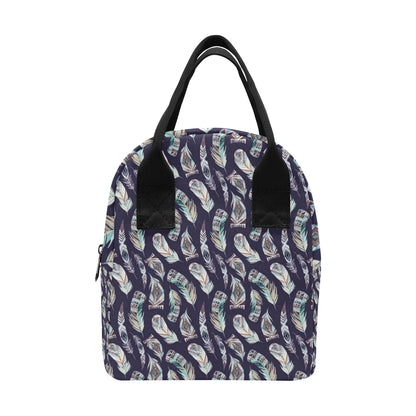 Feather Vintage Boho Design Print Insulated Lunch Bag